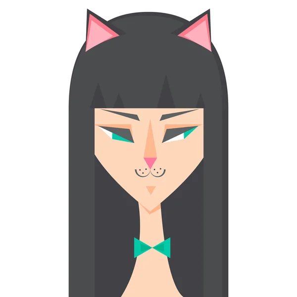 Girl dress up as catwoman.  Isolated on a white background. — Stock Vector