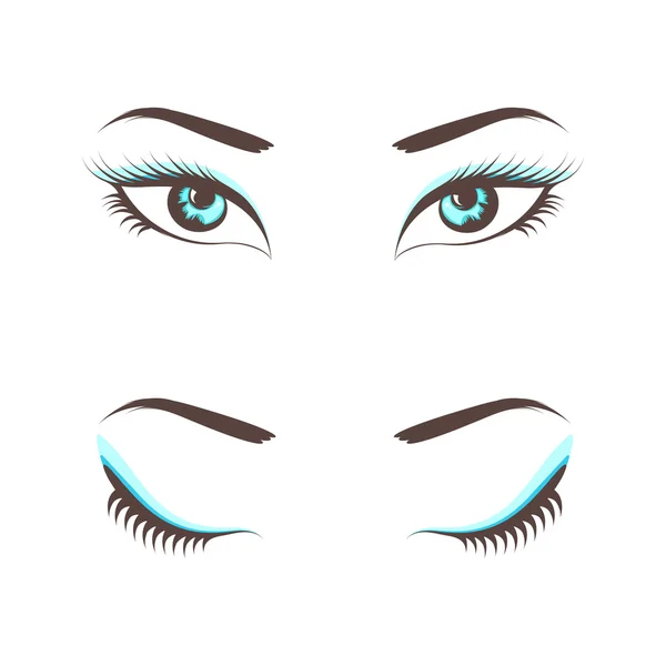 Ojos conjunto vector azul — Archivo Imágenes Vectoriales