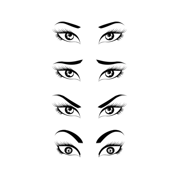 Augen setzen schwarzen Vektor — Stockvektor