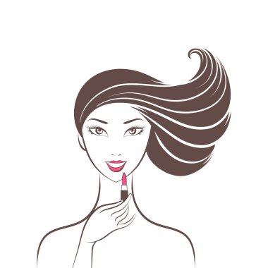 Kadının dudakları boyalar