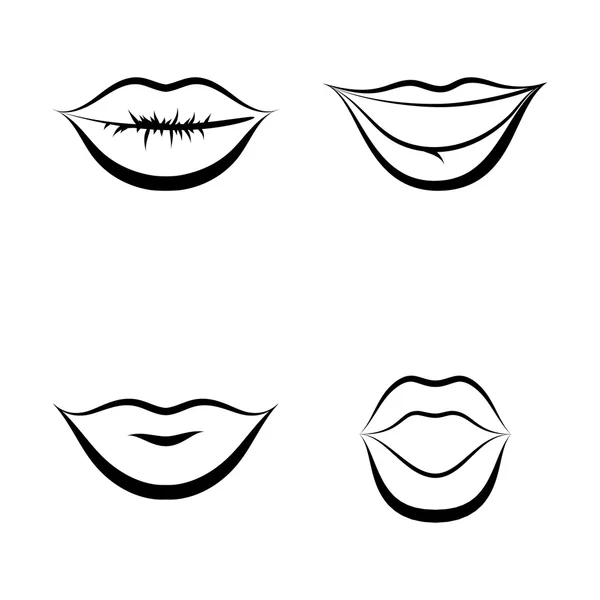 Lippen isoliert auf weiß gesetzt — Stockvektor