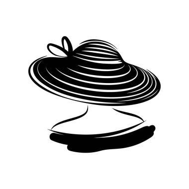 Şapkalı kadın. Arkadan bak. Beyaz arkaplanda vektör illüstrasyonu