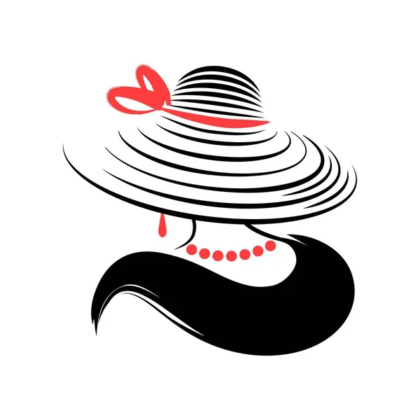 Şapkalı Kadın Arkadan Bak Beyaz Arkaplanda Vektör Illüstrasyonu — Stok Vektör