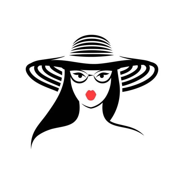 Femme Dans Chapeau Dans Des Lunettes Vue Devant Illustration Vectorielle — Image vectorielle