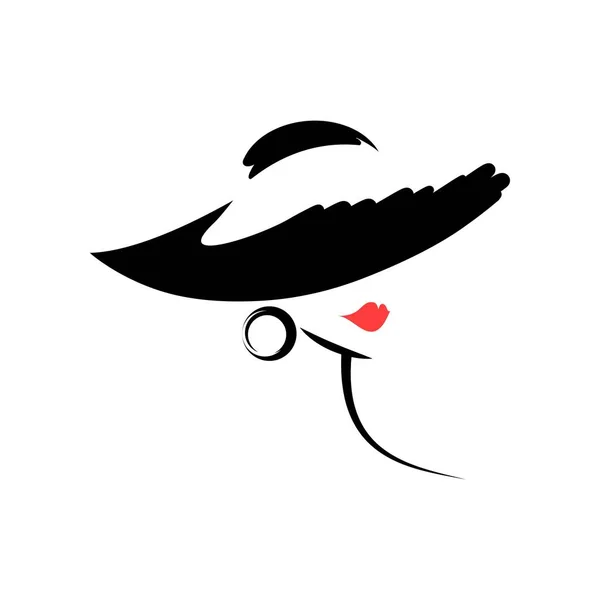 Γυναίκα Καπέλο Κοίτα Μπροστά Απομονωμένη Διανυσματική Απεικόνιση — Διανυσματικό Αρχείο