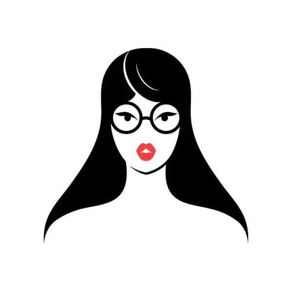 Femme Avec Des Lunettes Vue Devant Illustration Vectorielle Isolée — Image vectorielle