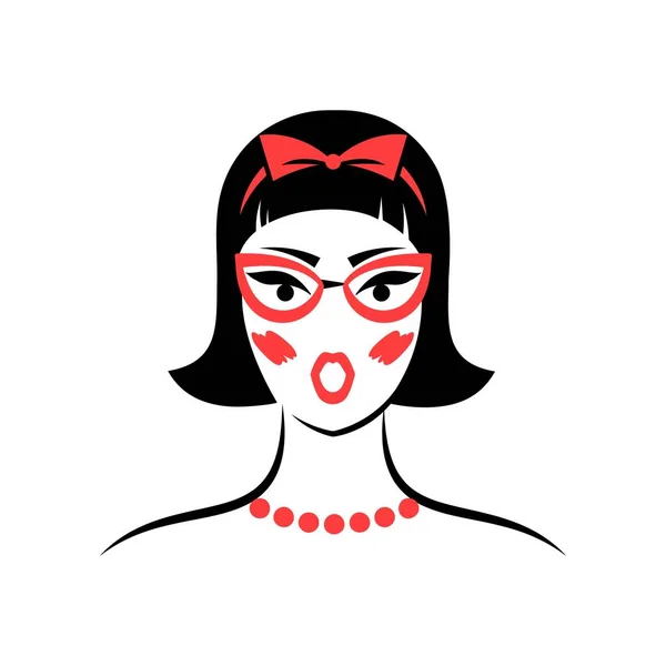 Mujer Con Gafas Vista Frontal Ilustración Vectorial Aislada — Archivo Imágenes Vectoriales