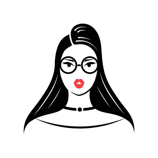 Mujer Con Gafas Vista Frontal Ilustración Vectorial Aislada — Archivo Imágenes Vectoriales