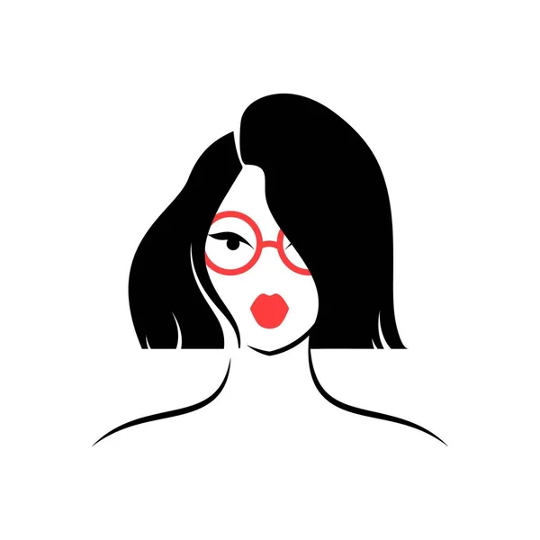 Mujer Con Gafas Vista Frontal Ilustración Vectorial Aislada — Archivo Imágenes Vectoriales