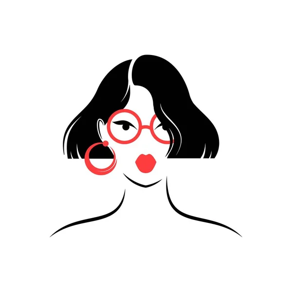 Gözlüklü Kadın Önüne Bak Zole Vektör Illüstrasyonu — Stok Vektör