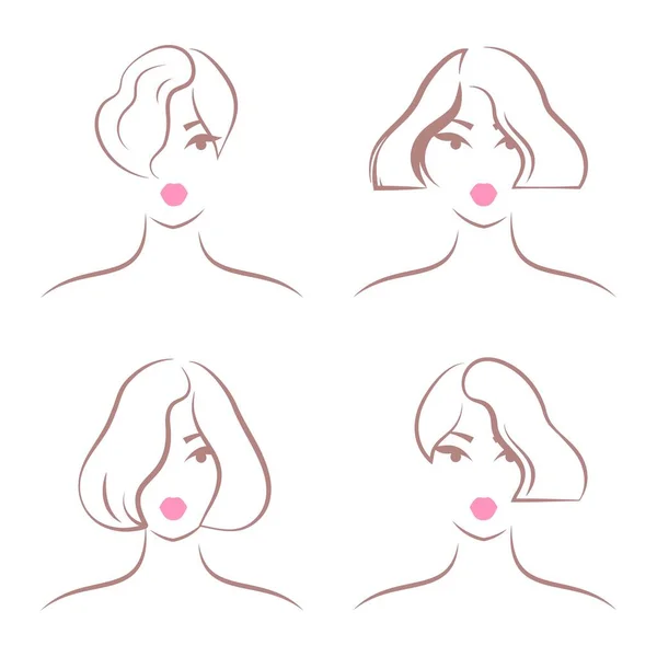 Paquet Avatars Féminins Avec Des Coupes Cheveux Ensemble Portraits Féminins — Image vectorielle