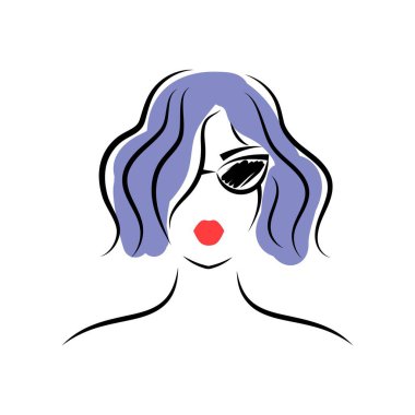 Gözlüklü kadın. Önüne bak. İzole vektör illüstrasyonu