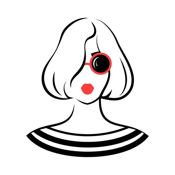 Femme Avec Des Lunettes Vue Devant Illustration Vectorielle Isolée — Image vectorielle