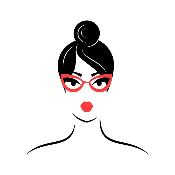 Mujer Con Gafas Vista Frontal Ilustración Vectorial Aislada — Vector de stock