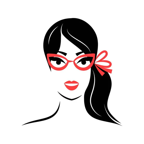 Mujer Con Gafas Vista Frontal Ilustración Vectorial Aislada — Vector de stock