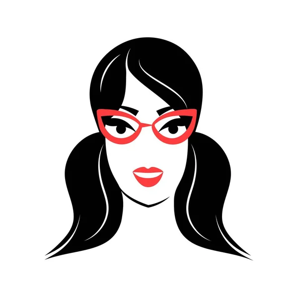 Mujer Con Gafas Vista Frontal Ilustración Vectorial Aislada — Vector de stock
