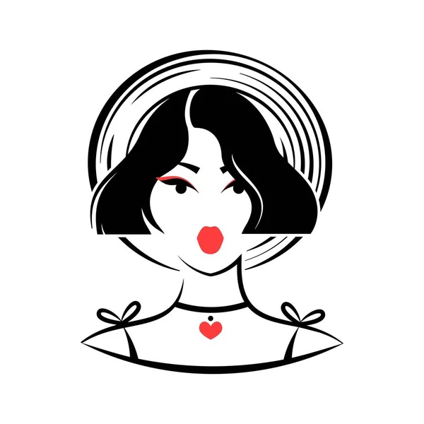 Femme Avec Chapeau Vue Devant Avatar Illustration Vectorielle Isolée — Image vectorielle