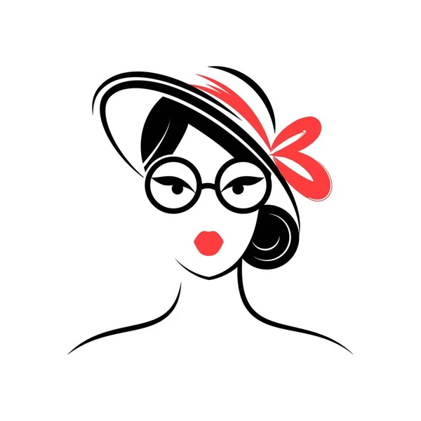 帽子の女性とメガネの女性 アバター 正面を見る 分離ベクトル図 — ストックベクタ