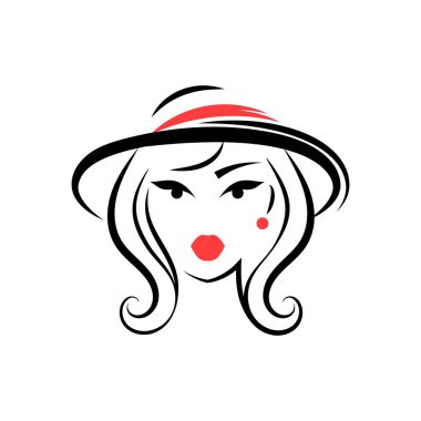 Şapkalı kadın. Avatar. Önüne bak. İzole vektör illüstrasyonu