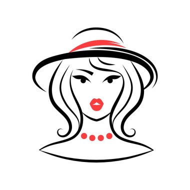 Şapkalı kadın. Avatar. Önüne bak. İzole vektör illüstrasyonu