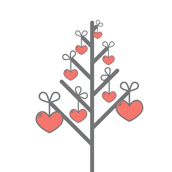 Coeurs sur l'arbre — Image vectorielle