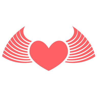 kanatları ile kırmızı kalp