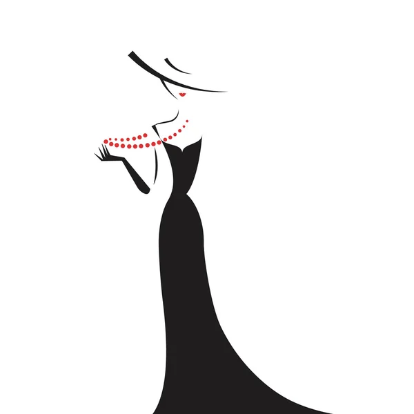 Kvinna i bollen klänning silhuetten — Stock vektor