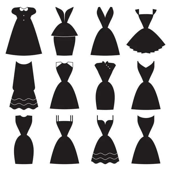 Lilla svarta klänningar set — Stock vektor