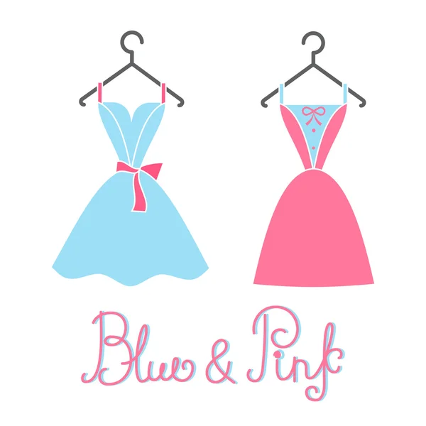 Šaty modré a růžové — Stockový vektor