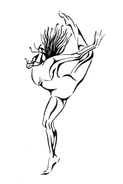 Силуэт девушки в танце. Фотография. Красота — стоковое фото