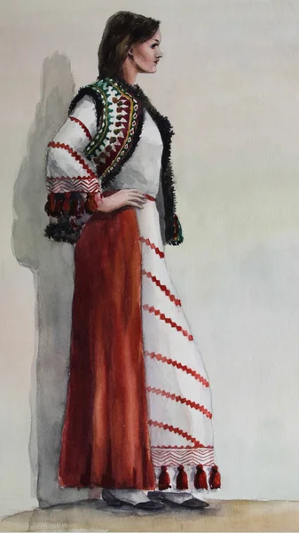 Ritratto di una bella donna in abito ucraino . — Foto Stock