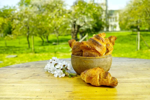 Frisch gebackene französische Croissants — Stockfoto