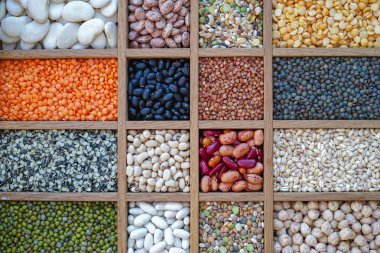Muhtelif mercimek, fasulye, bezelye, tahıl, kabuğu çıkarılmış tane, soya fasulyesi toplama