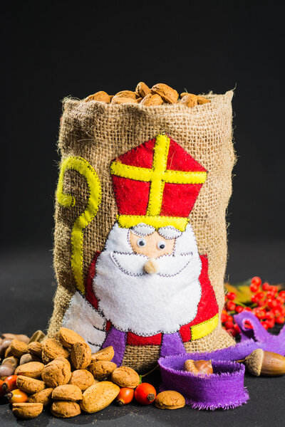 St. Nicholas' bag for children filled with traditional Dutch  spicy cookies