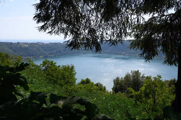Vista Sobre Colinas Verdes Alban Com Vista Para Lago Cratera — Fotografia de Stock