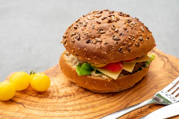 Hambúrguer Vegan Fresco Feito Comida Saudável Close — Fotografia de Stock