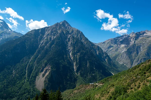 冬と夏のスポーツステーションから緑豊かな高山の山々を望む Les Deux Alpes Isere France 8月のフランス — ストック写真