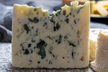 Peynir koleksiyonu, Fransa 'nın Rokfor-sur-Soulzon şehrinde koyun sütünden yapılmış yarı sert rokfor peyniri.