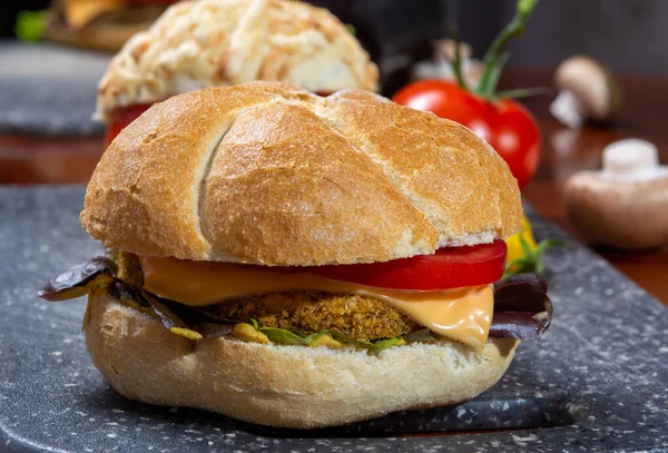 Healthy Vegan Vegetarian Fast Food Fresh Made Plant Based Burgers — Stock Photo, Image