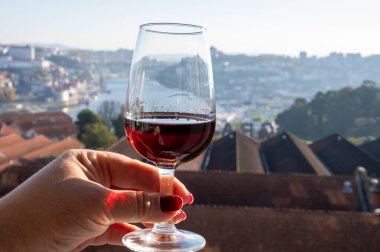 Farklı tahkim edilmiş tatlı yakutlarının, Douro nehrinin manzaralı tawny porto şaraplarının, Vila Nova de Gaia 'nın porto localarının ve Portekiz' in Porto şehrinin tadı.