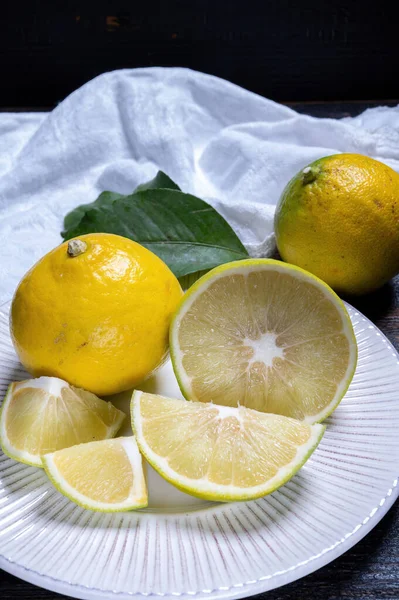 Frische Reife Bergamotte Orangenfrüchte Duftende Zitrusfrüchte Die Earl Grey Tea — Stockfoto