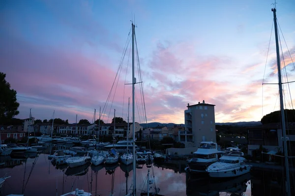 View Houses Roofs Canals Boats Port Grimaud Var Provence France — Stock Photo, Image