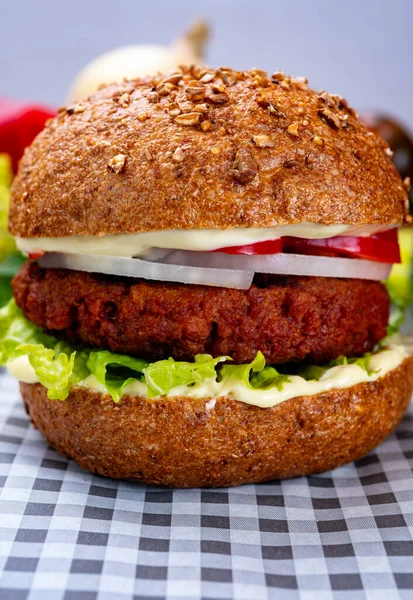 Tasty Hamburger Made Vegetarian Plant Based Imitation Minced Meat Burger — Stock Photo, Image