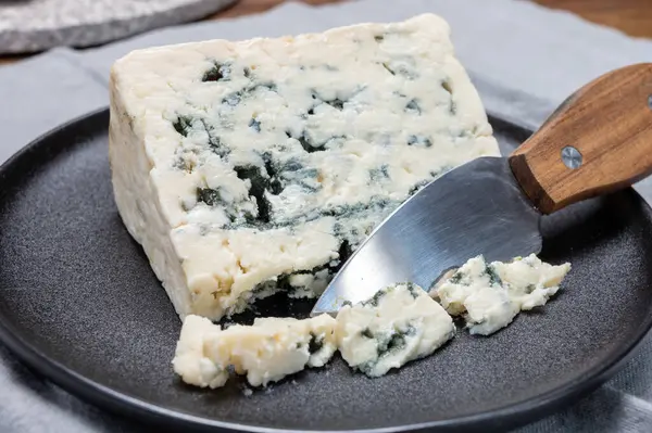 奶酪系列 法国南部罗克福德的法国蓝奶酪罗克福德 — 图库照片