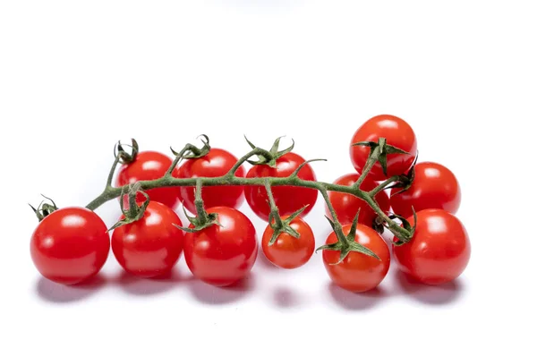 Vinha Tomate Cereja Doce Maduro Fresco Pronto Para Comer Fundo — Fotografia de Stock