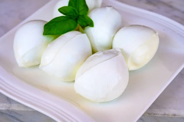 Fresh Soft White Italian Cheese Mozzarella Buffalo Made Italian Buffalo — Stock Photo, Image