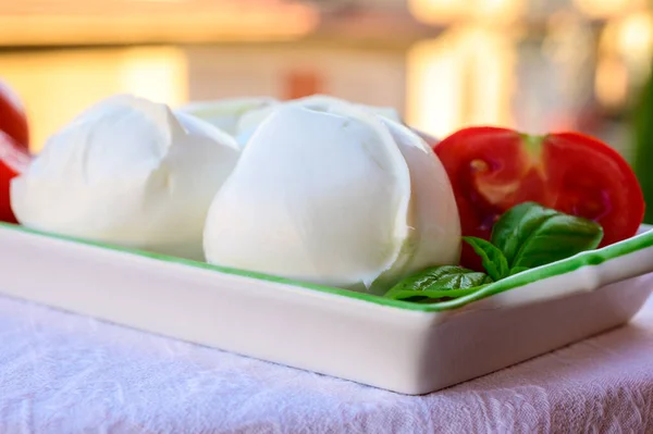 Fresh Soft White Italian Cheese Mozzarella Buffalo Made Italian Buffalo — Stock Photo, Image