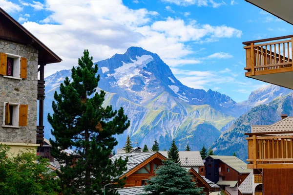 Uitzicht Skistation Les Deux Alpes Bergtoppen Zomer Isere Frankrijk — Stockfoto