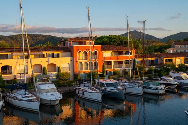 Travel Summer Vacation Destination View Houses Roofs Canals Boats Port — Stock Photo, Image