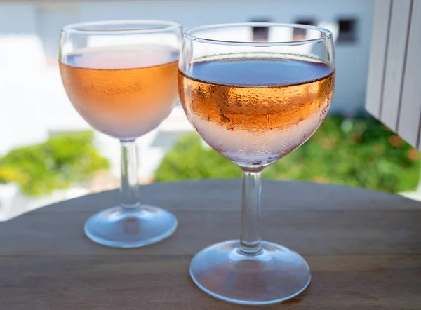 Beber Vinho Rosa Frio Local Varanda Verão Provence Var França — Fotografia de Stock